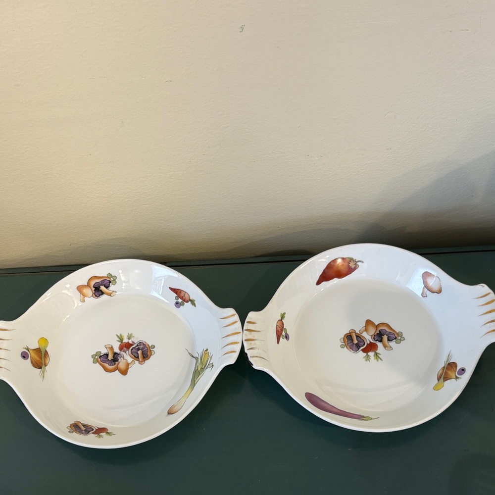 Vintage Louis Lourioux French Porcelain Gratin Dishes - Set of 2